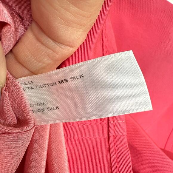 Carolina Herrera Pink Cotton Silk A-Line Skirt 100% Silk Lining Size 12 Made USA - Picture 7 of 8